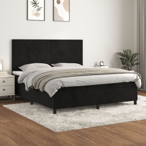 Boxspringbett mit Matratze Schwarz 160x200 cm Samt vidaXL