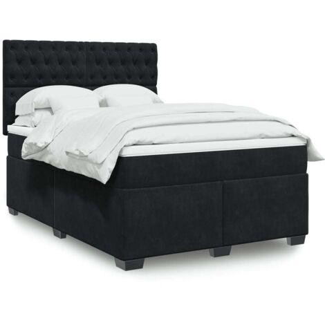 Boxspringbett mit Matratze Schwarz 160x200 cm Samt vidaXL