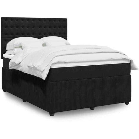 Boxspringbett mit Matratze Schwarz 160x200 cm Samt vidaXL