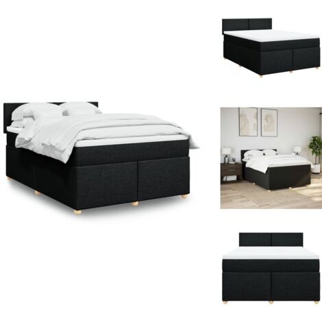 Boxspringbett mit Matratze Schwarz 160x200 cm Stoff - Boxspringbett - Boxspringbetten - Bett - Schlafzimmermöbel