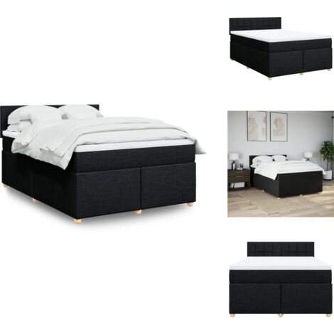 Boxspringbett mit Matratze Schwarz 160x200 cm Stoff - Boxspringbett - Boxspringbetten - Bett - Schlafzimmermöbel