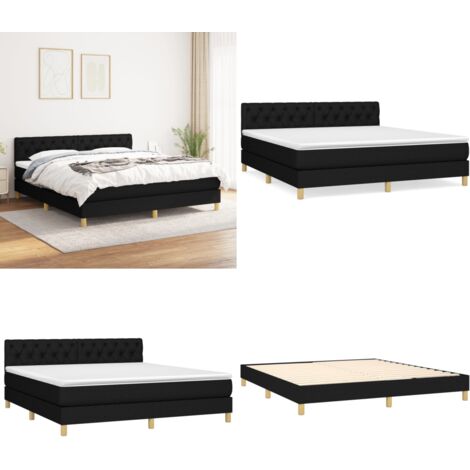 Boxspringbett mit Matratze Schwarz 160x200 cm Stoff - Boxspringbett - Doppelbett - Betten - Schlafräume - Möbel - Home & Living