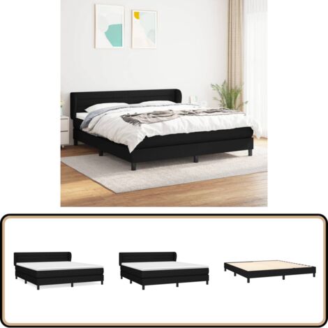 Boxspringbett mit Matratze Schwarz 160x200 cm Stoff - Boxspringbett - Doppelbett - Schlafraum - Bettgestell - Bettenrahmen