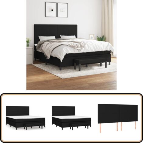 Boxspringbett mit Matratze Schwarz 160x200 cm Stoff - Boxspringbett - Doppelbett - Schlafraum - Bettsofa - Bettgestell