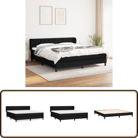 Boxspringbett mit Matratze Schwarz 160x200 cm Stoff - Boxspringbett - Doppelbett - Schlafsystem - Bettenrahmen - Lattenrost