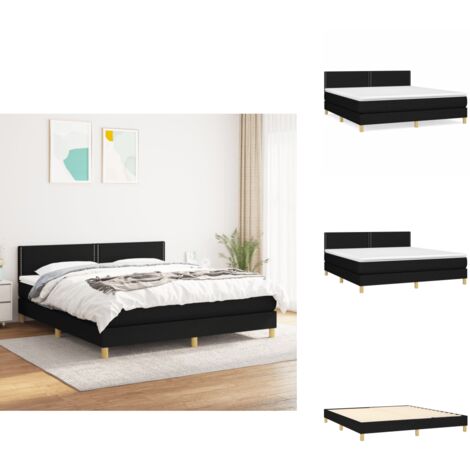 Boxspringbett mit Matratze Schwarz 160x200 cm Stoff - Boxspringbett - Doppelbett - Schlafsystem - Bettrahmen - Matratze