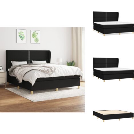 Boxspringbett mit Matratze Schwarz 160x200 cm Stoff - Boxspringbett - Doppelbett - Schlafsystem - Bettrahmen - Matratze