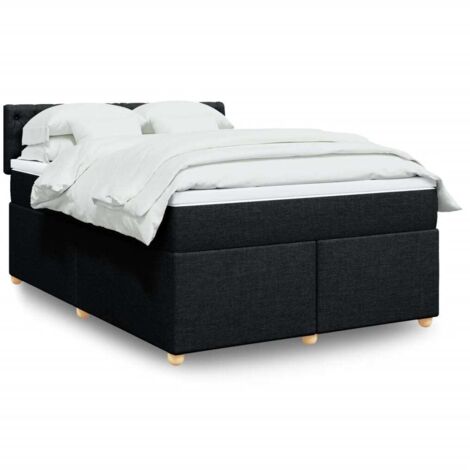 Boxspringbett mit Matratze Schwarz 160x200 cm Stoff vidaXL