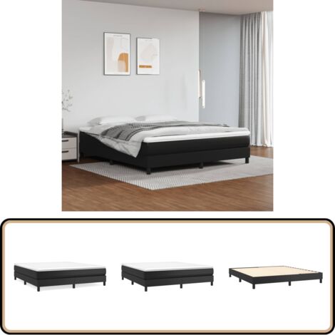 Boxspringbett mit Matratze Schwarz 180x200 cm Kunstleder - Boxspringbett - Doppelbett - Schlafzimmermöbel - Kunstlederbett - Schwarzes Bett