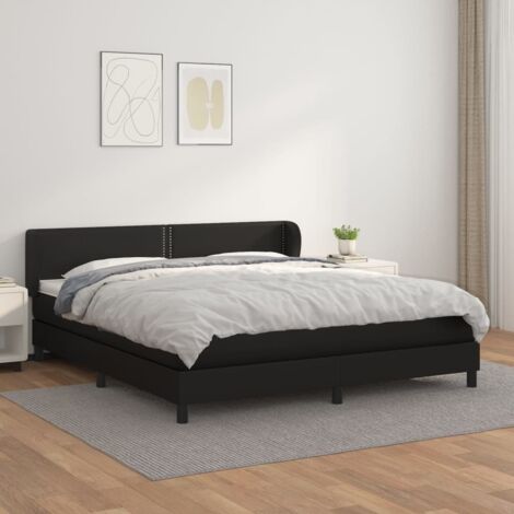 Boxspringbett mit Matratze Schwarz 180x200 cm Kunstleder vidaXL