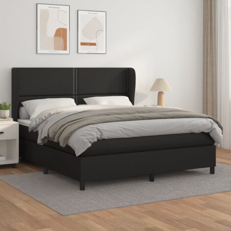 Boxspringbett mit Matratze Schwarz 180x200 cm Kunstleder vidaXL