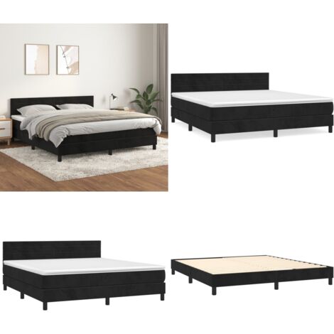 Boxspringbett mit Matratze Schwarz 180x200 cm Samt - Samtbett - Boxspringbett - Doppelbett - Schlafzimmermöbel - Luxusbett - Home & Living