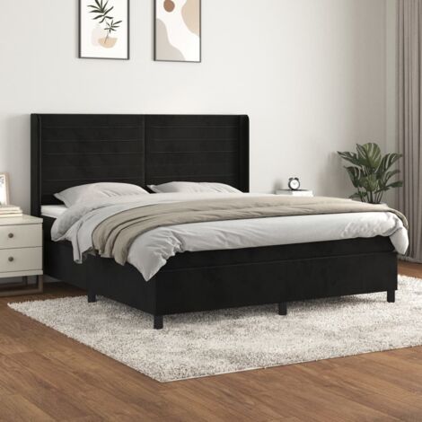 Boxspringbett mit Matratze Schwarz 180x200 cm Samt vidaXL
