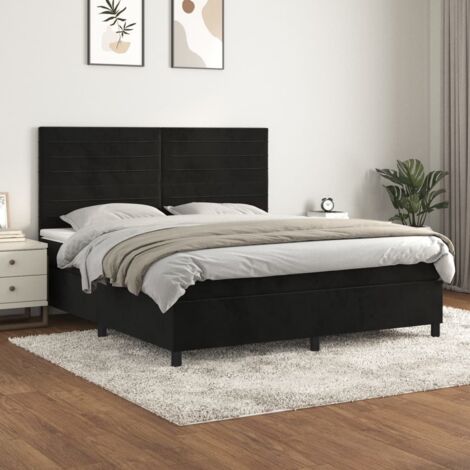 Boxspringbett mit Matratze Schwarz 180x200 cm Samt vidaXL