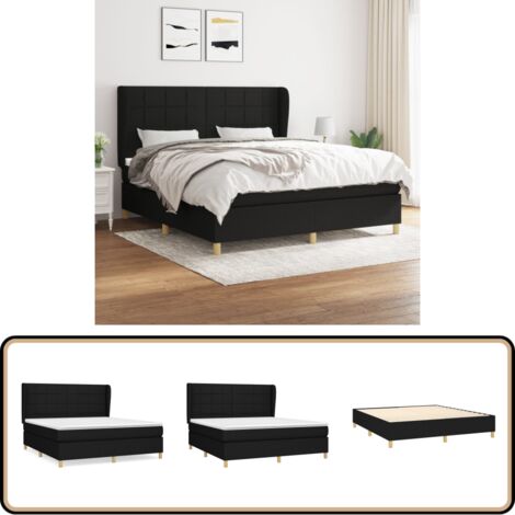 Boxspringbett mit Matratze Schwarz 180x200 cm Stoff - Boxspringbett - Doppelbett - Schlafraum - Bettenrahmen - Massivholzbette