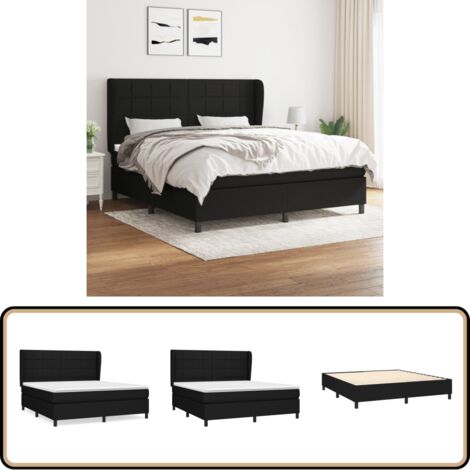 Boxspringbett mit Matratze Schwarz 180x200 cm Stoff - Boxspringbett - Doppelbett - Schlafraum - Bettenrahmen - Massivholzbette