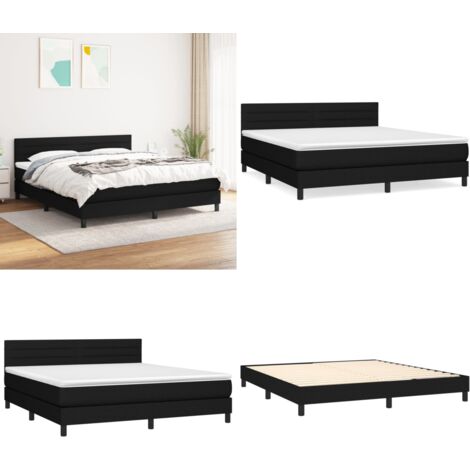 Boxspringbett mit Matratze Schwarz 180x200 cm Stoff - Boxspringbett - Doppelbett - Schlafsystem - Bettrahmen - Matratze - Home & Living