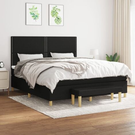 Boxspringbett mit Matratze Schwarz 180x200 cm Stoff vidaXL