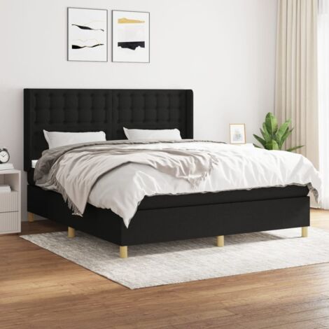 Boxspringbett mit Matratze Schwarz 180x200 cm Stoff vidaXL