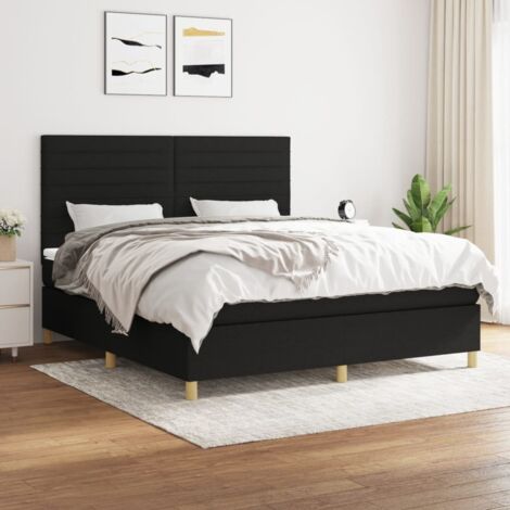 Boxspringbett mit Matratze Schwarz 180x200 cm Stoff vidaXL