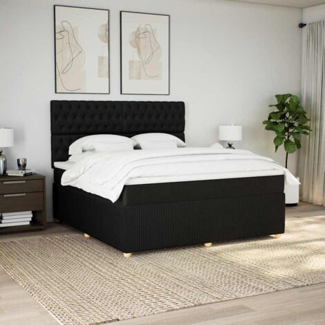 Boxspringbett mit Matratze Schwarz 180x200 cm Stoff vidaXL