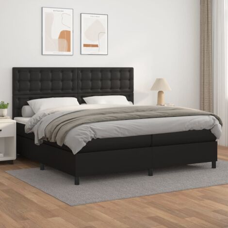Boxspringbett mit Matratze Schwarz 200x200 cm Kunstleder vidaXL