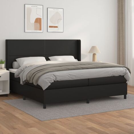 Boxspringbett mit Matratze Schwarz 200x200 cm Kunstleder vidaXL
