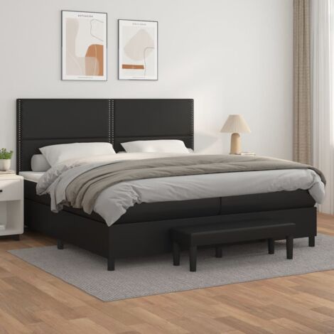 Boxspringbett mit Matratze Schwarz 200x200 cm Kunstleder vidaXL