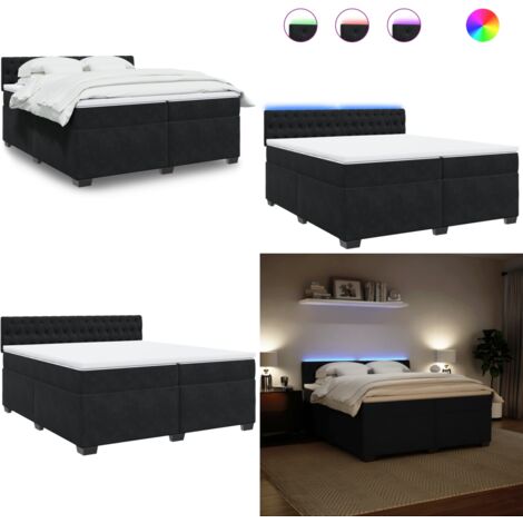 Boxspringbett mit Matratze Schwarz 200x200 cm Samt - Boxspringbett - Doppelbett - Samtbett - Samt - Luxusbett - Home & Living