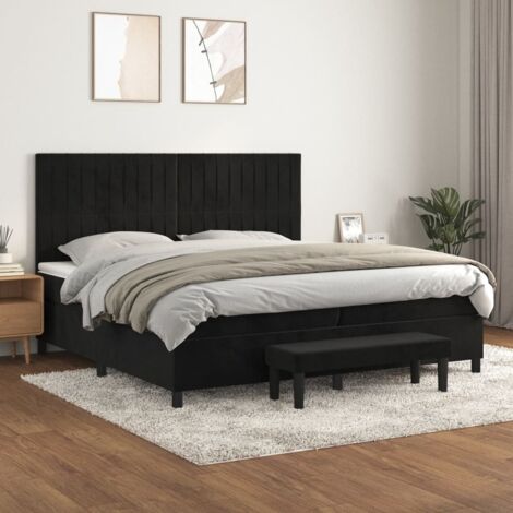 Boxspringbett mit Matratze Schwarz 200x200 cm Samt vidaXL