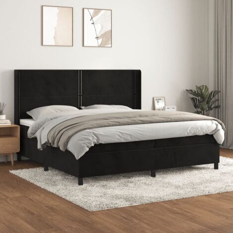 Boxspringbett mit Matratze Schwarz 200x200 cm Samt vidaXL