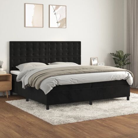 Boxspringbett mit Matratze Schwarz 200x200 cm Samt vidaXL