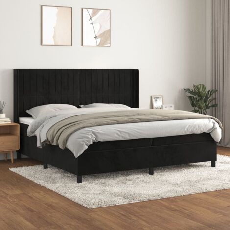 Boxspringbett mit Matratze Schwarz 200x200 cm Samt vidaXL