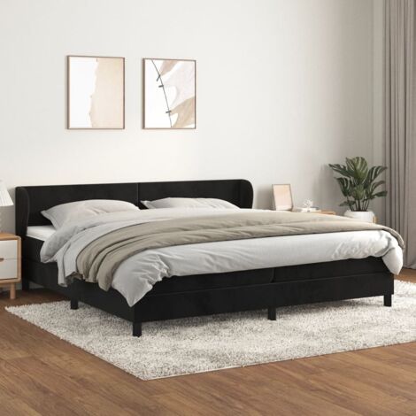 Boxspringbett mit Matratze Schwarz 200x200 cm Samt vidaXL