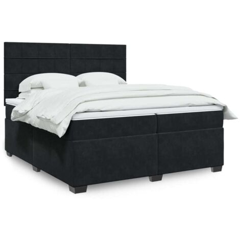 Boxspringbett mit Matratze Schwarz 200x200 cm Samt vidaXL