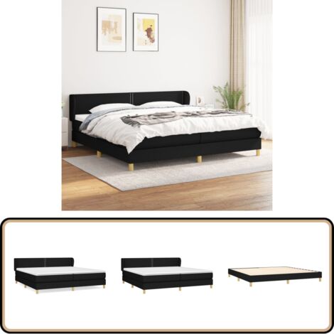 Boxspringbett mit Matratze Schwarz 200x200 cm Stoff - Boxspringbett - Doppelbett - Bettenrahmen - Schlafsystem - Massivholzmöbel