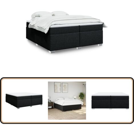 Boxspringbett mit Matratze Schwarz 200x200 cm Stoff - Boxspringbett - Doppelbett - Massivholzbette - Bettenrahmen - Schlafsysteme