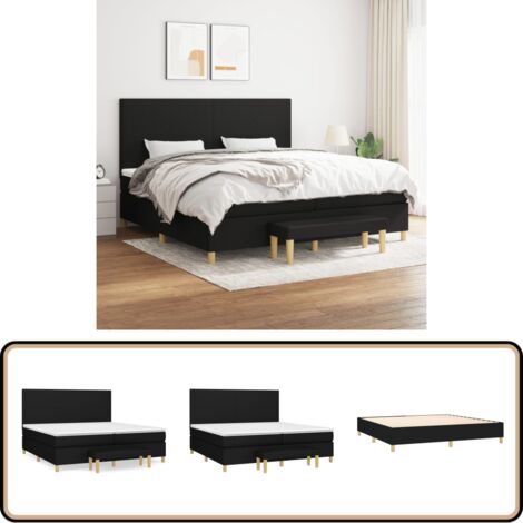 Boxspringbett mit Matratze Schwarz 200x200 cm Stoff - Boxspringbett - Doppelbett - Schlafraum - Bettenrahmen - Matratze
