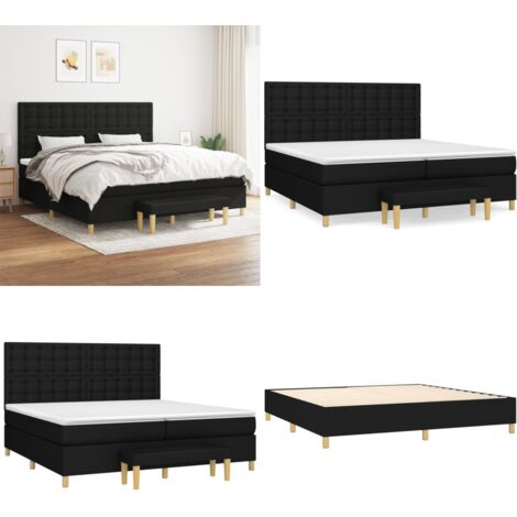 Boxspringbett mit Matratze Schwarz 200x200 cm Stoff - Boxspringbett - Doppelbett - Schlafraum - Bettenrahmen - Matratze - Home & Living