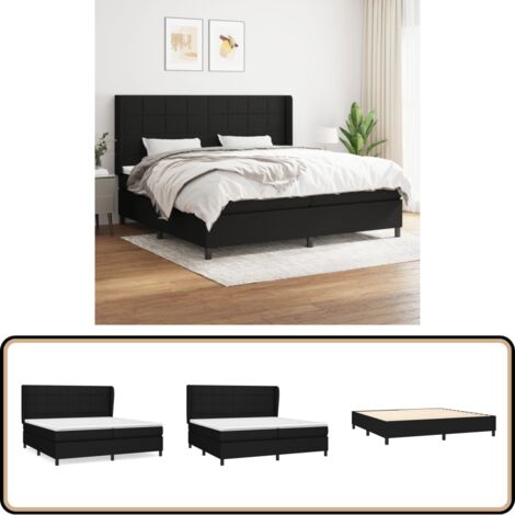 Boxspringbett mit Matratze Schwarz 200x200 cm Stoff - Boxspringbett - Doppelbett - Schlafraumgestaltung - Bettenausstattung - Massivholzmöbel