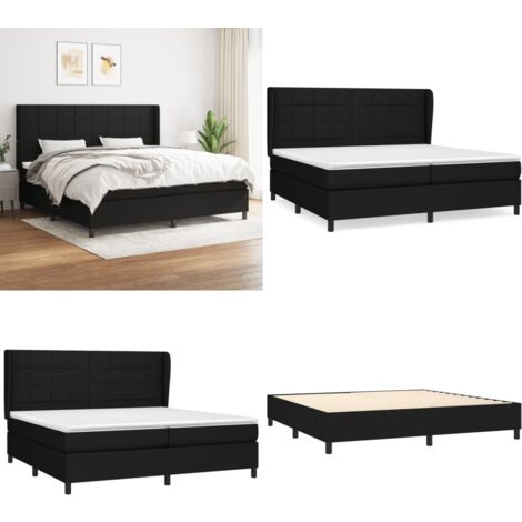 Boxspringbett mit Matratze Schwarz 200x200 cm Stoff - Boxspringbett - Doppelbett - Schlafraumgestaltung - Bettenausstattung - Massivholzmöbel - Home & Living