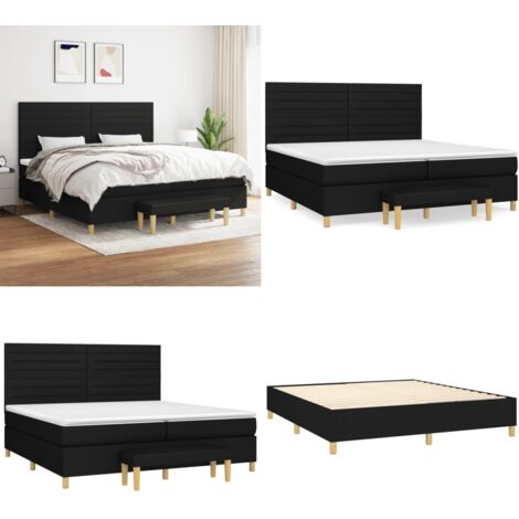 Boxspringbett mit Matratze Schwarz 200x200 cm Stoff - Boxspringbett - Doppelbett - Schlafsystem - Bettenrahmen - Bettmatratze - Home & Living