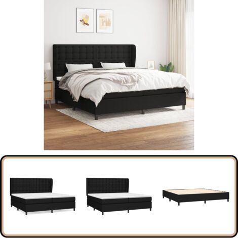 Boxspringbett mit Matratze Schwarz 200x200 cm Stoff - Boxspringbett - Doppelbett - Schlafsystem - Bettenrahmen - Lattenrost