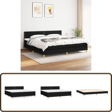 Boxspringbett mit Matratze Schwarz 200x200 cm Stoff - Boxspringbett - Doppelbett - Schlafsystem - Bettrahmen - Matratze