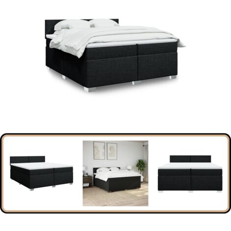 Boxspringbett mit Matratze Schwarz 200x200 cm Stoff - Boxspringbett - Doppelbett - Schlafsystem - Bettsofa - Polsterbett