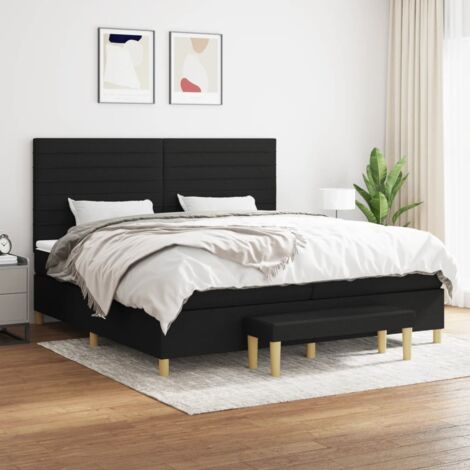 Boxspringbett mit Matratze Schwarz 200x200 cm Stoff vidaXL