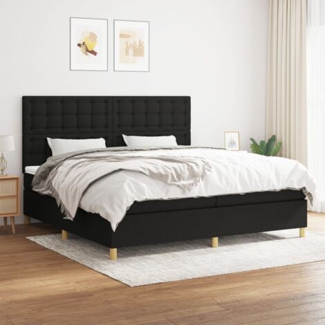 Boxspringbett mit Matratze Schwarz 200x200 cm Stoff vidaXL