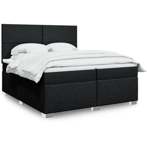 Boxspringbett mit Matratze Schwarz 200x200 cm Stoff vidaXL