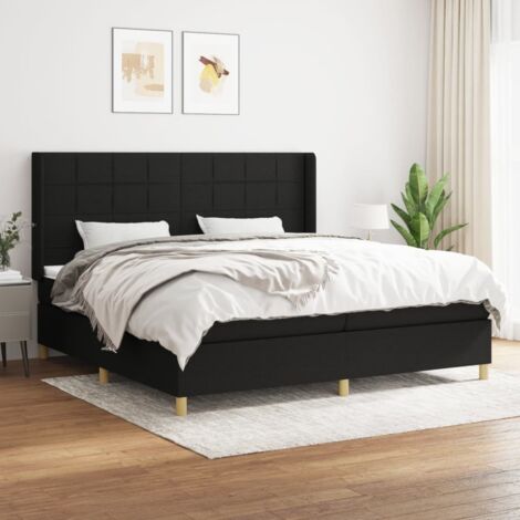 Boxspringbett mit Matratze Schwarz 200x200 cm Stoff vidaXL