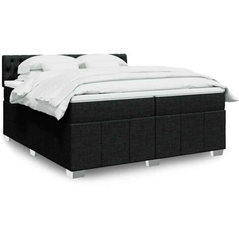 Boxspringbett mit Matratze Schwarz 200x200 cm Stoff vidaXL